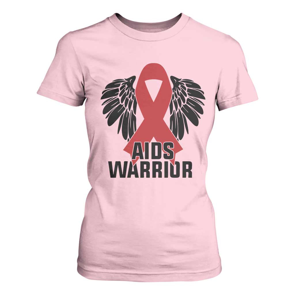 Aids Warrior T Shirt For Women Red Ribbon HIV Support Gift