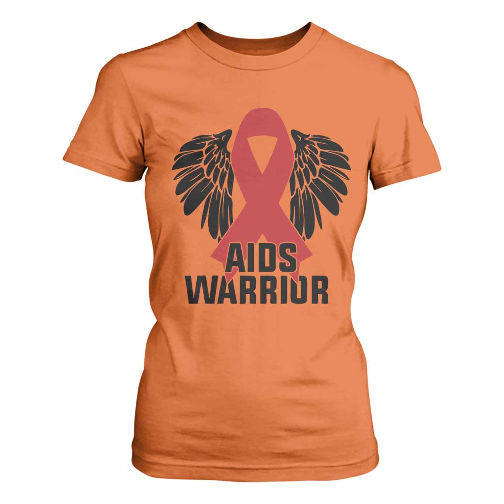 Aids Warrior T Shirt For Women Red Ribbon HIV Support Gift
