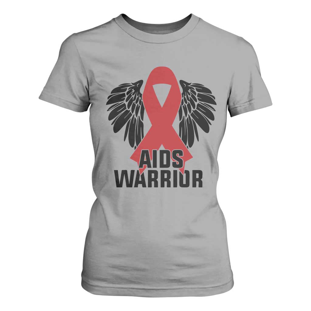 Aids Warrior T Shirt For Women Red Ribbon HIV Support Gift