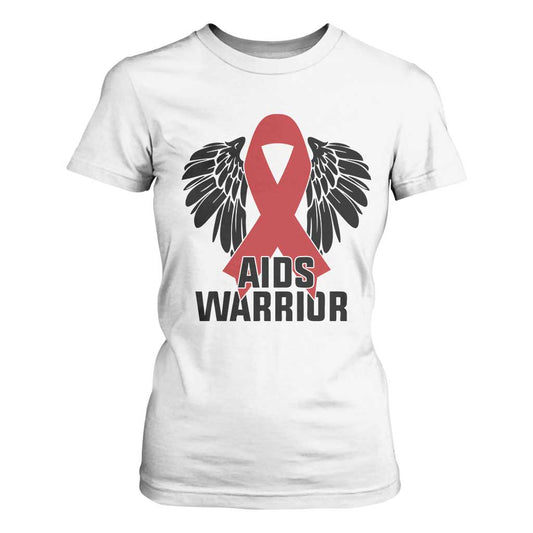 Aids Warrior T Shirt For Women Red Ribbon HIV Support Gift