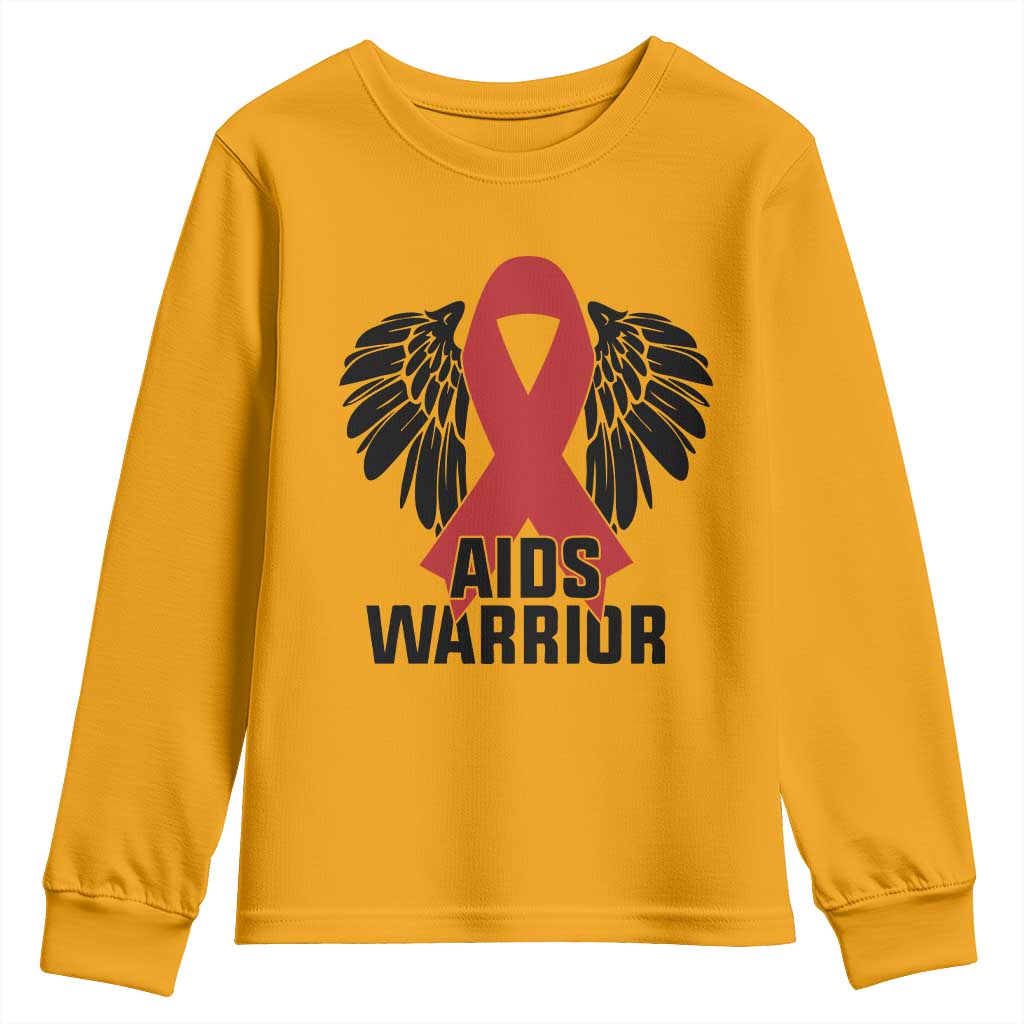 Aids Warrior Youth Sweatshirt Red Ribbon HIV Support Gift