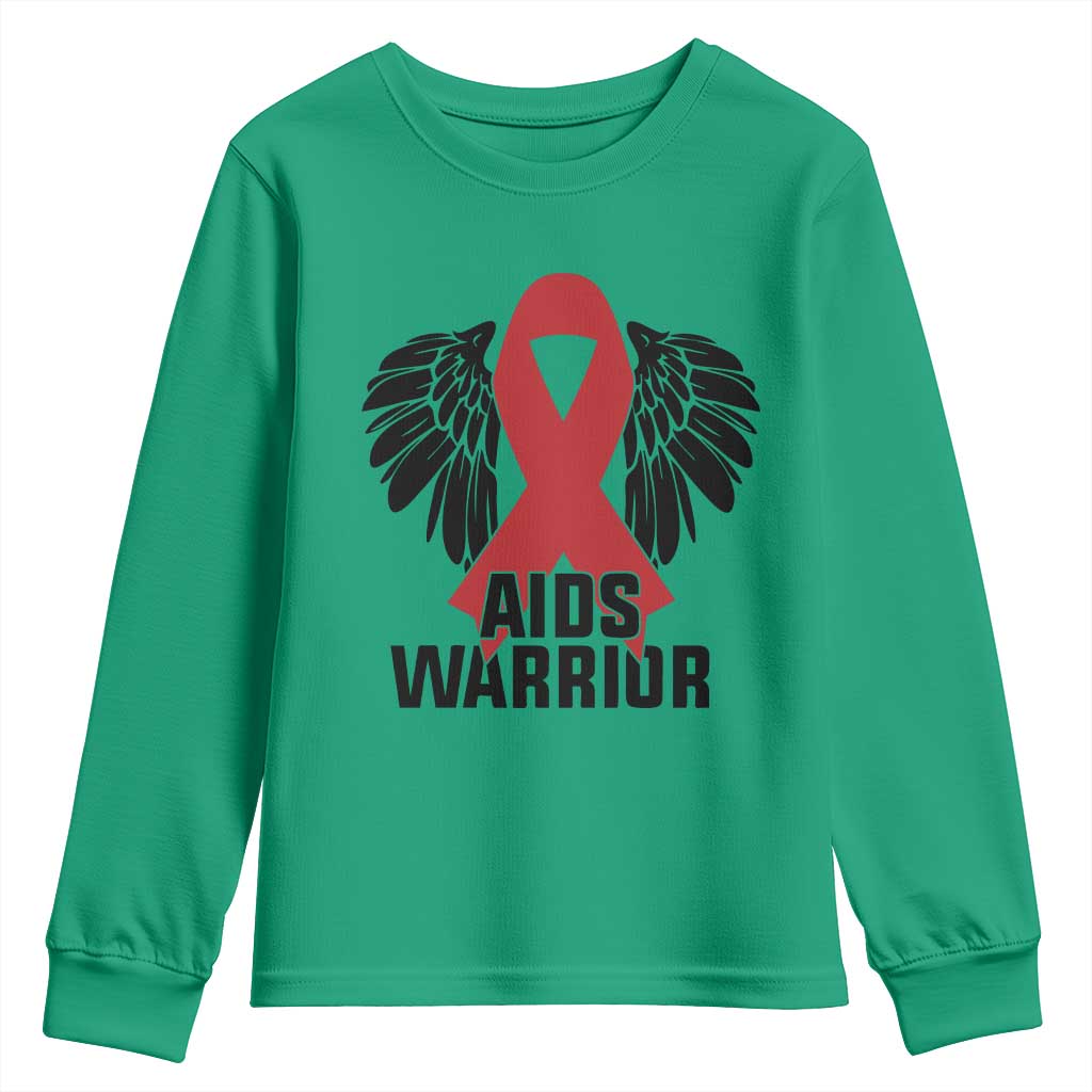 Aids Warrior Youth Sweatshirt Red Ribbon HIV Support Gift