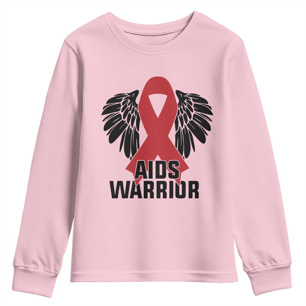 Aids Warrior Youth Sweatshirt Red Ribbon HIV Support Gift