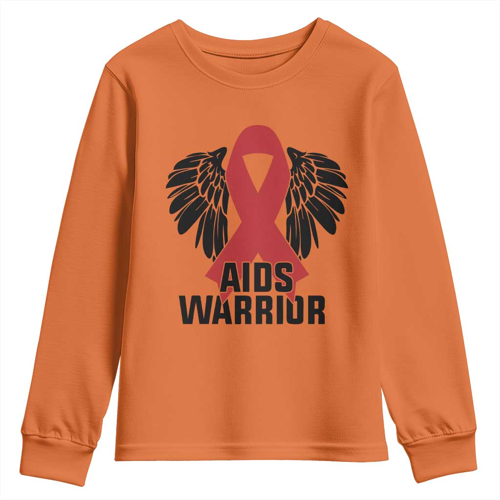 Aids Warrior Youth Sweatshirt Red Ribbon HIV Support Gift