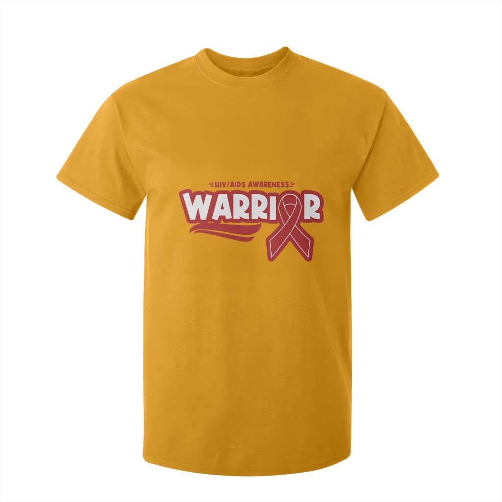 HIV Support Warrior T Shirt For Kid Red Ribbon Empower Gift