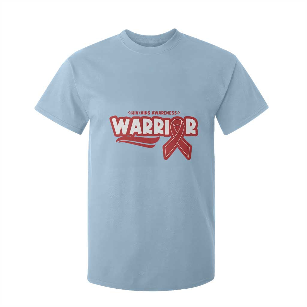 HIV Support Warrior T Shirt For Kid Red Ribbon Empower Gift
