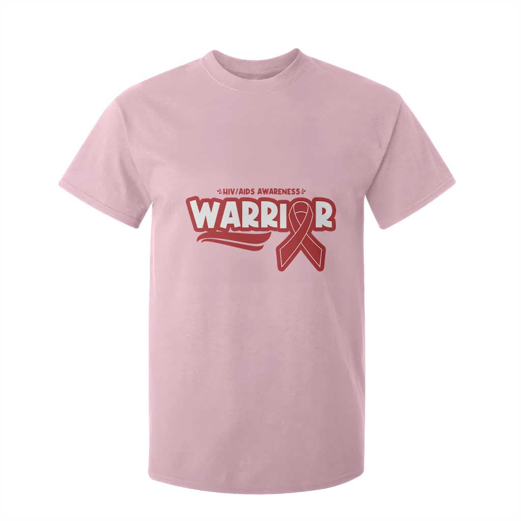 HIV Support Warrior T Shirt For Kid Red Ribbon Empower Gift