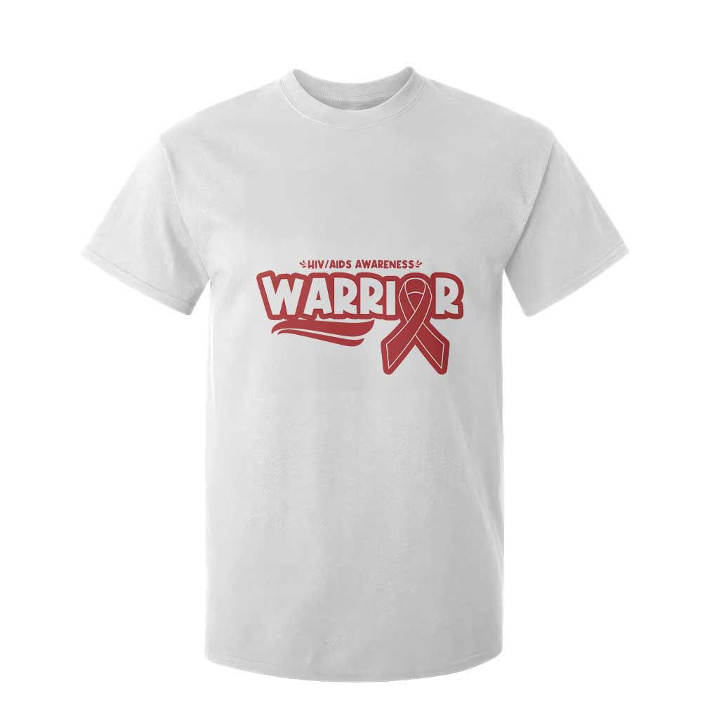 HIV Support Warrior T Shirt For Kid Red Ribbon Empower Gift