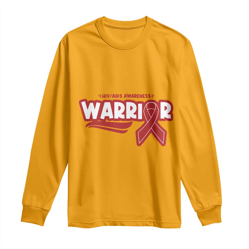 HIV Support Warrior Long Sleeve Shirt Red Ribbon Empower Gift