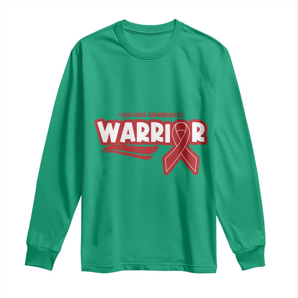 HIV Support Warrior Long Sleeve Shirt Red Ribbon Empower Gift