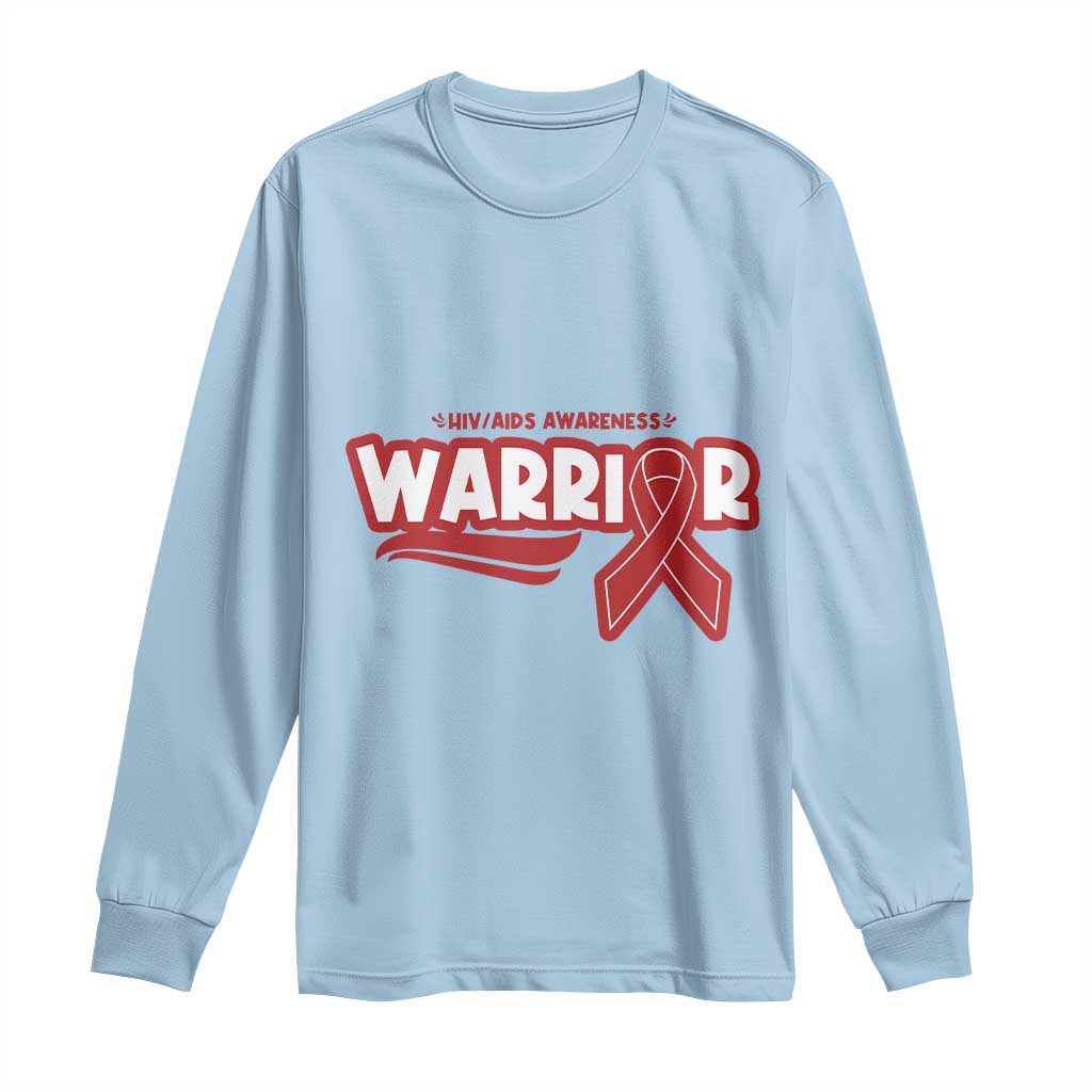 HIV Support Warrior Long Sleeve Shirt Red Ribbon Empower Gift