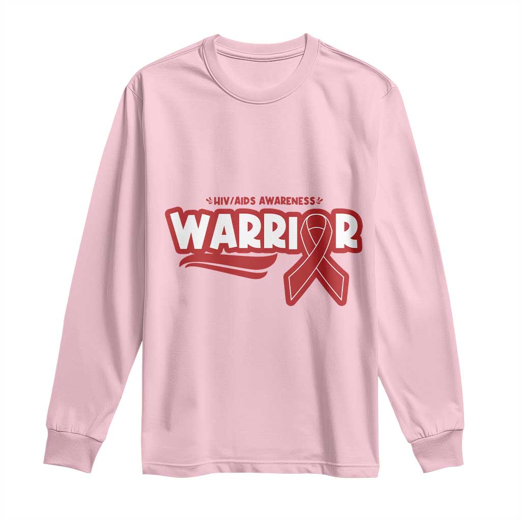 HIV Support Warrior Long Sleeve Shirt Red Ribbon Empower Gift