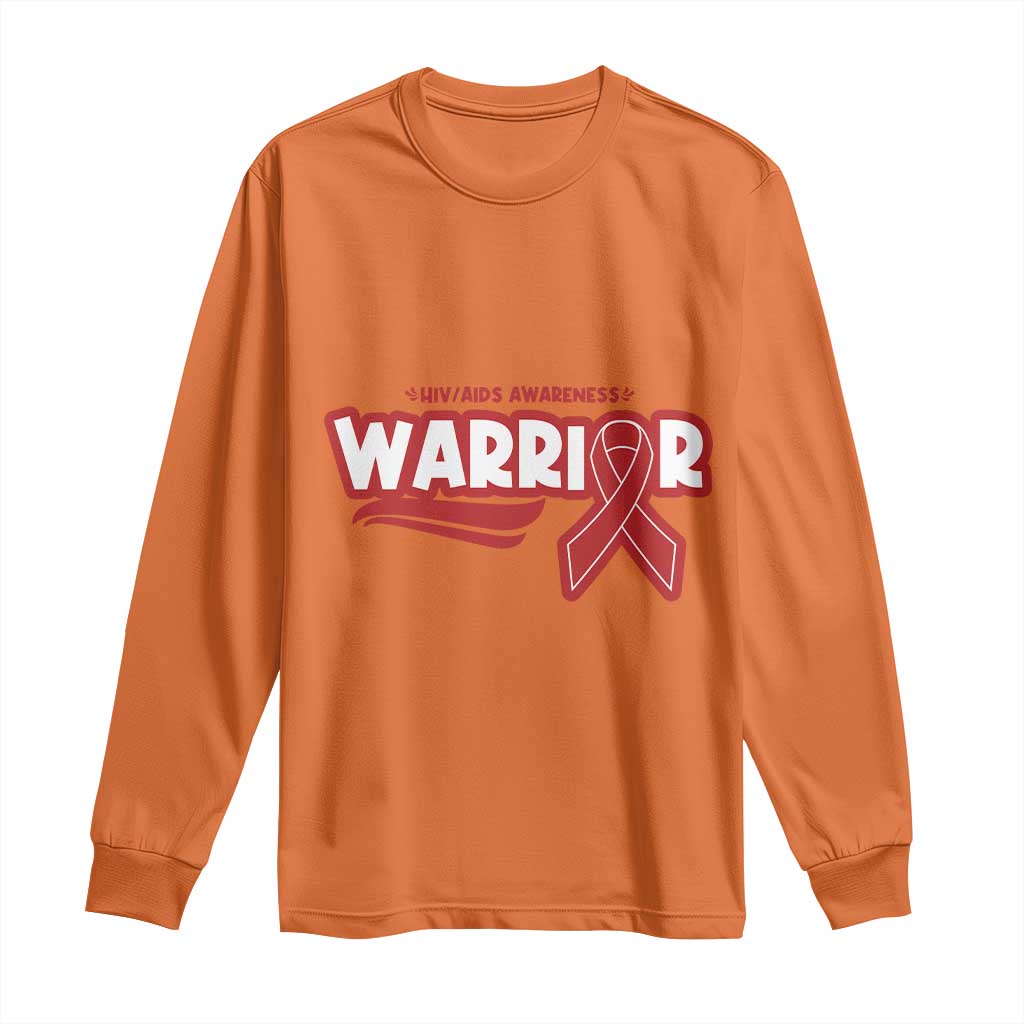 HIV Support Warrior Long Sleeve Shirt Red Ribbon Empower Gift