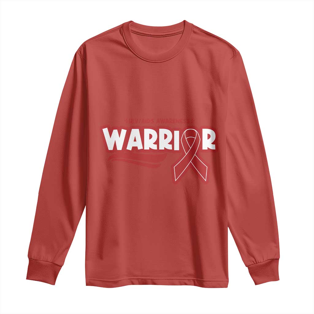 HIV Support Warrior Long Sleeve Shirt Red Ribbon Empower Gift