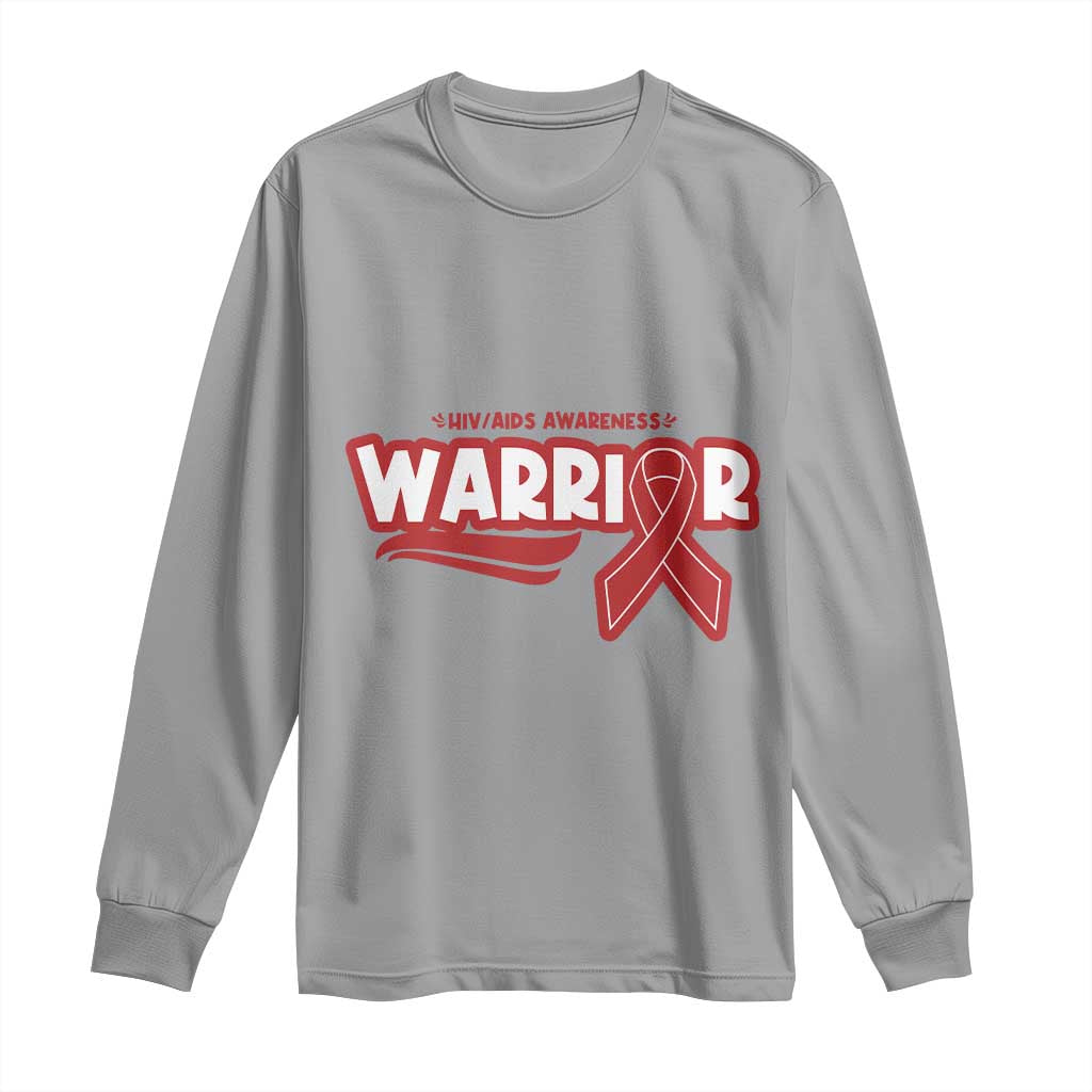 HIV Support Warrior Long Sleeve Shirt Red Ribbon Empower Gift