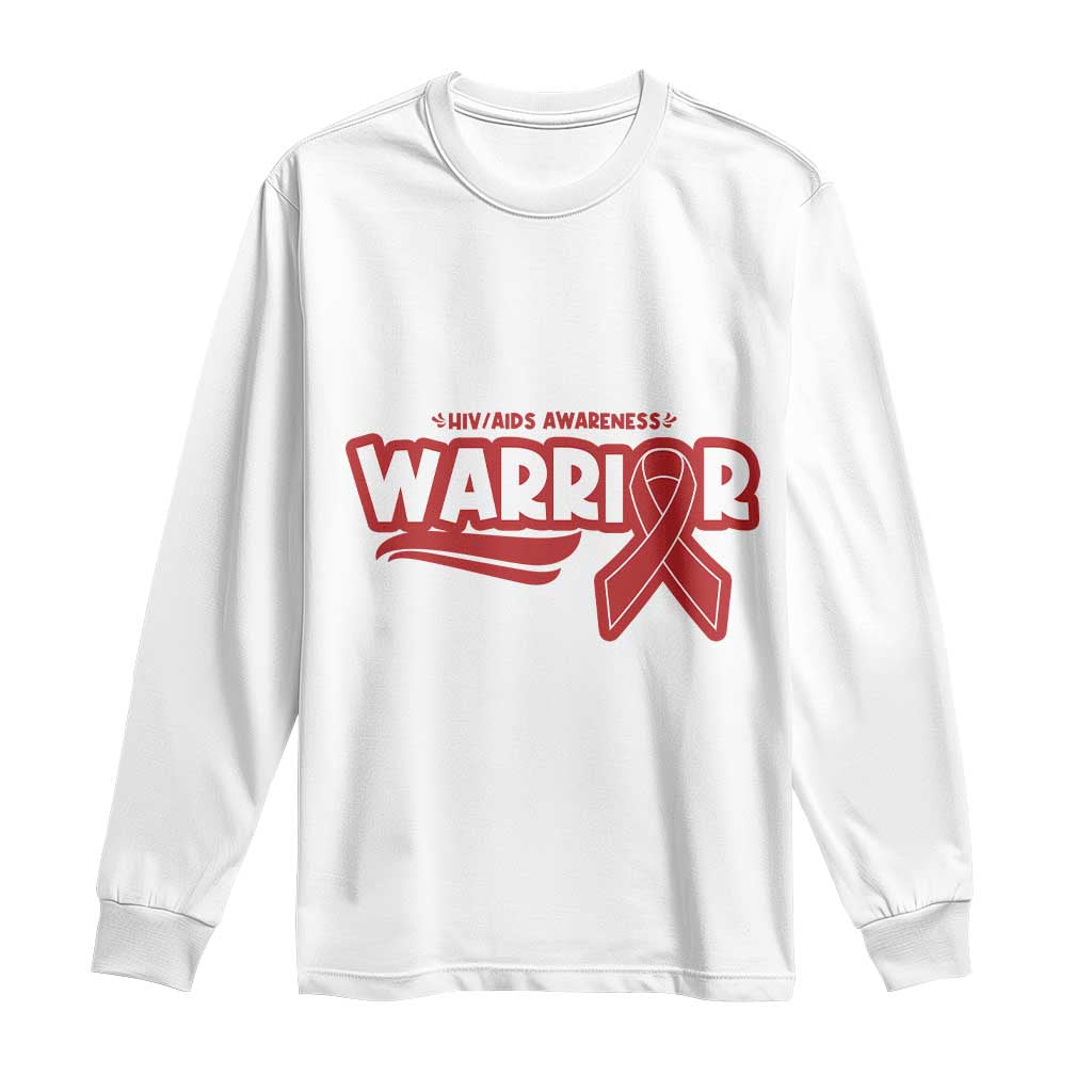 HIV Support Warrior Long Sleeve Shirt Red Ribbon Empower Gift