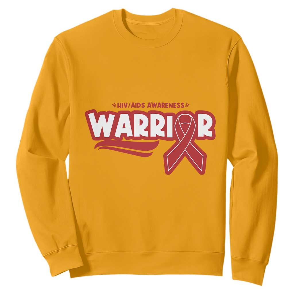 HIV Support Warrior Sweatshirt Red Ribbon Empower Gift