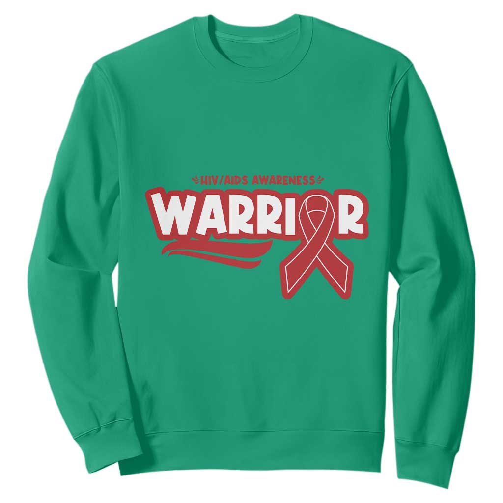 HIV Support Warrior Sweatshirt Red Ribbon Empower Gift