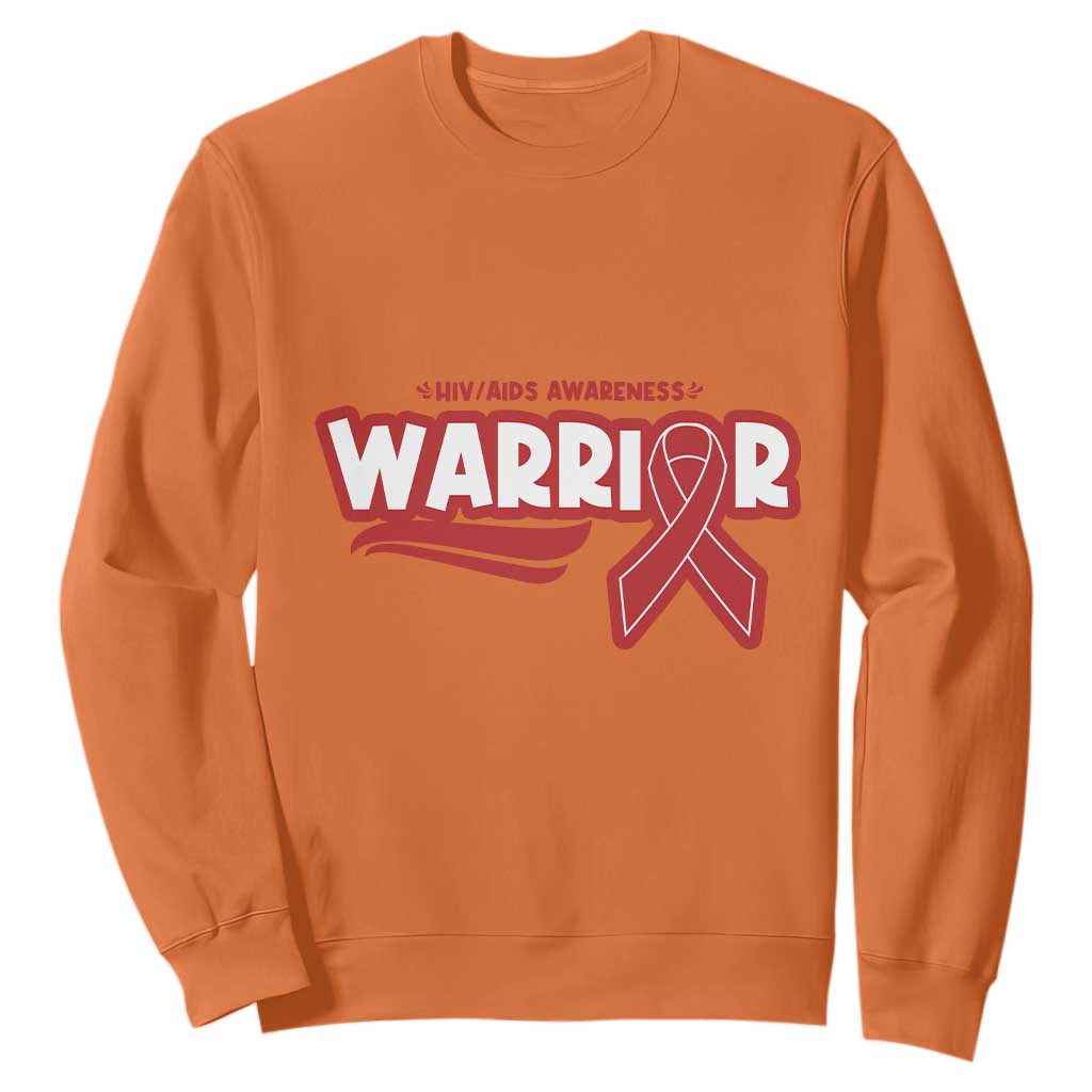 HIV Support Warrior Sweatshirt Red Ribbon Empower Gift