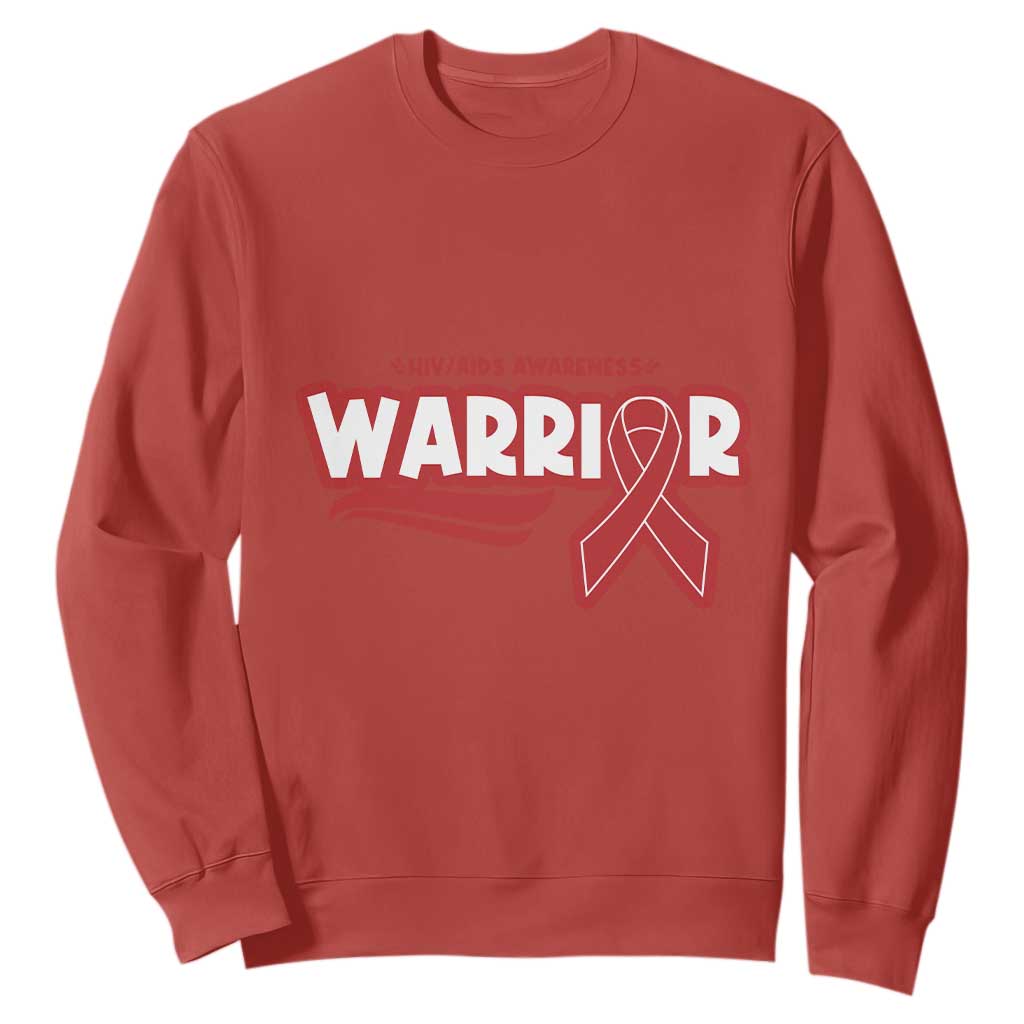 HIV Support Warrior Sweatshirt Red Ribbon Empower Gift
