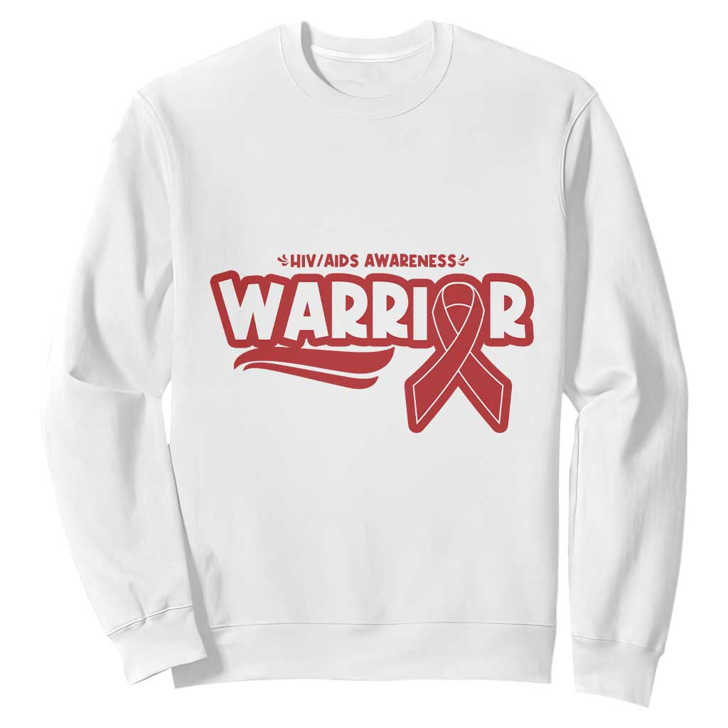 HIV Support Warrior Sweatshirt Red Ribbon Empower Gift