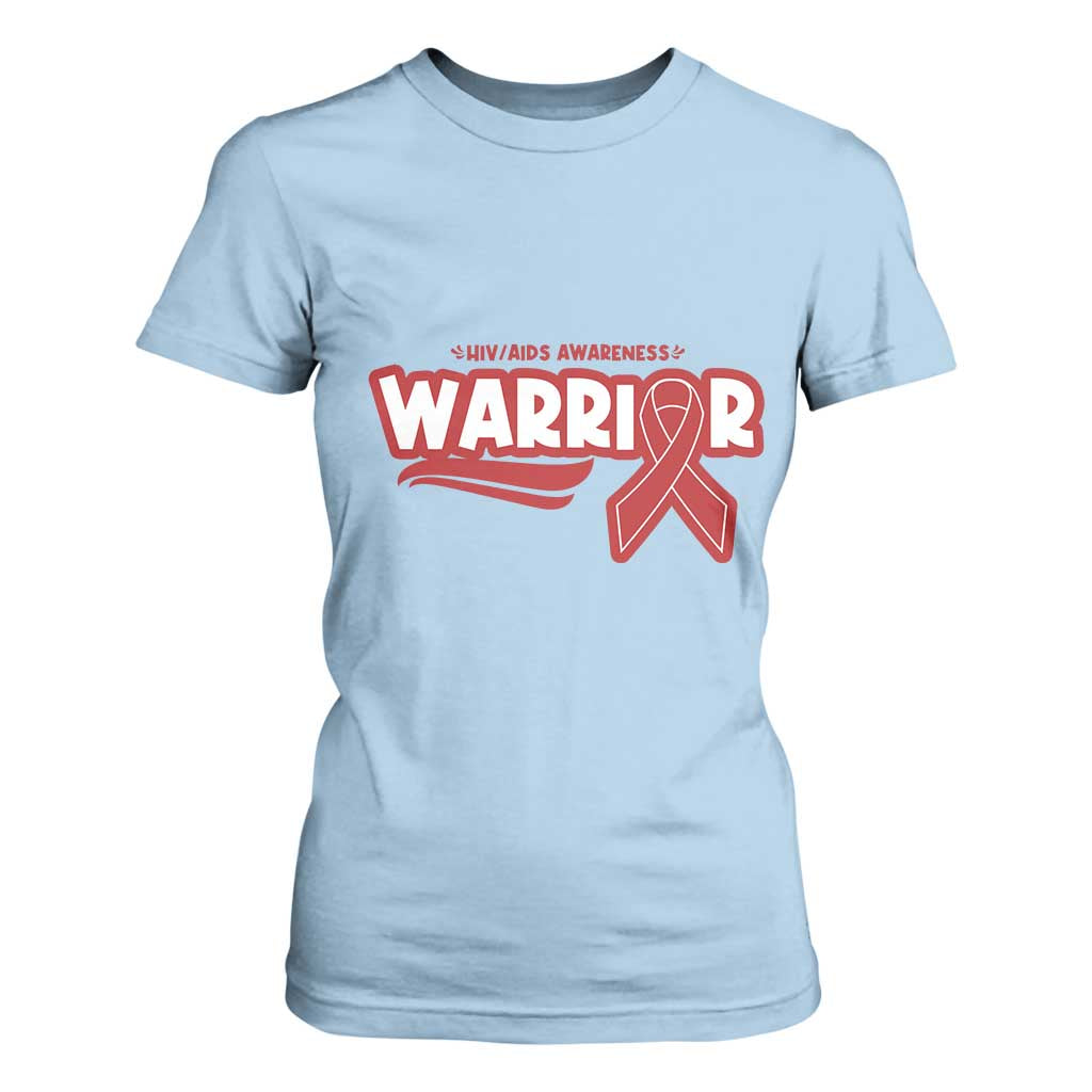 HIV Support Warrior T Shirt For Women Red Ribbon Empower Gift