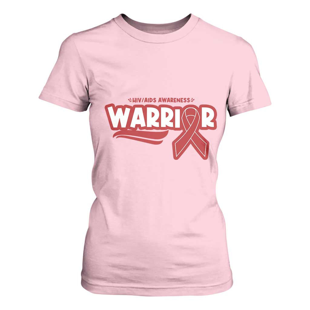 HIV Support Warrior T Shirt For Women Red Ribbon Empower Gift