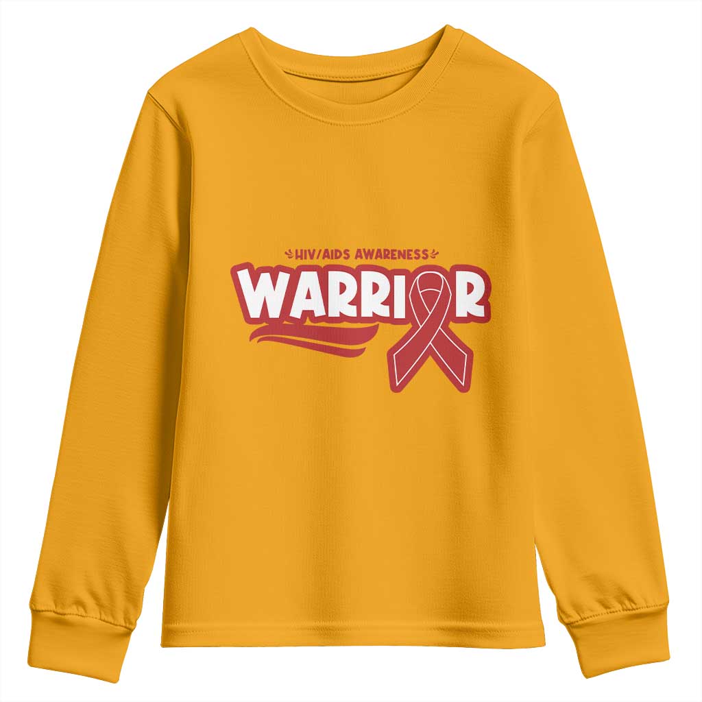HIV Support Warrior Youth Sweatshirt Red Ribbon Empower Gift