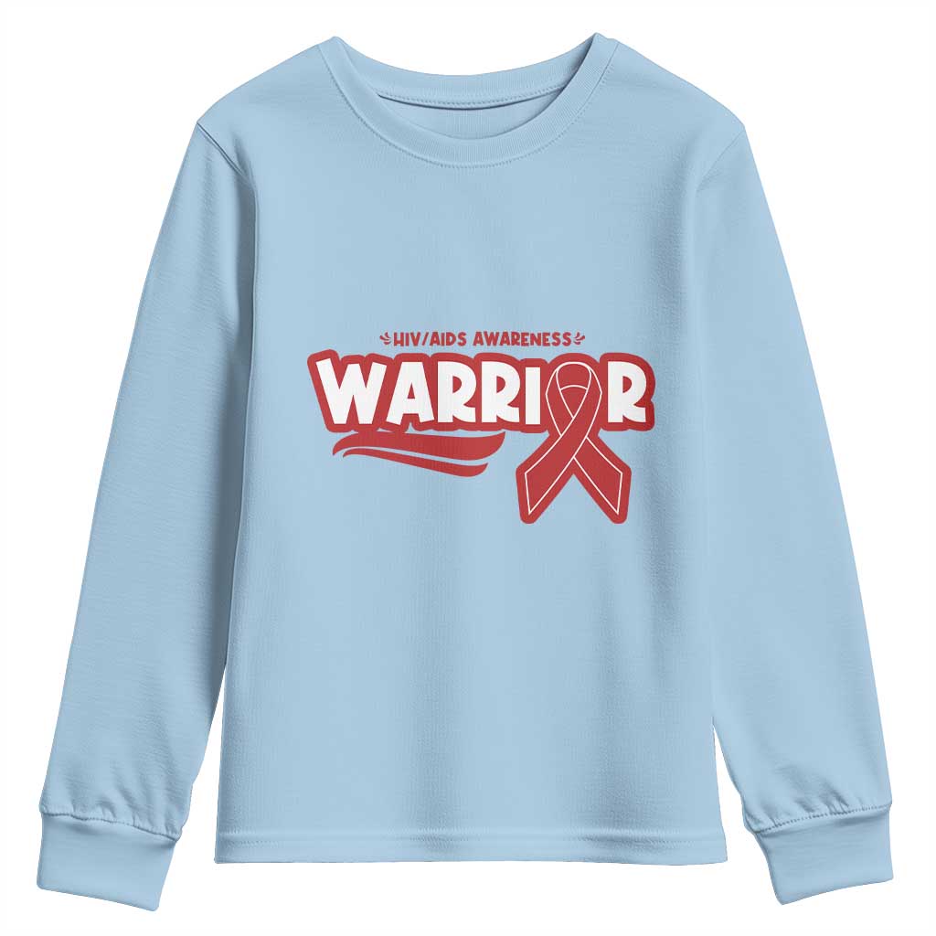 HIV Support Warrior Youth Sweatshirt Red Ribbon Empower Gift