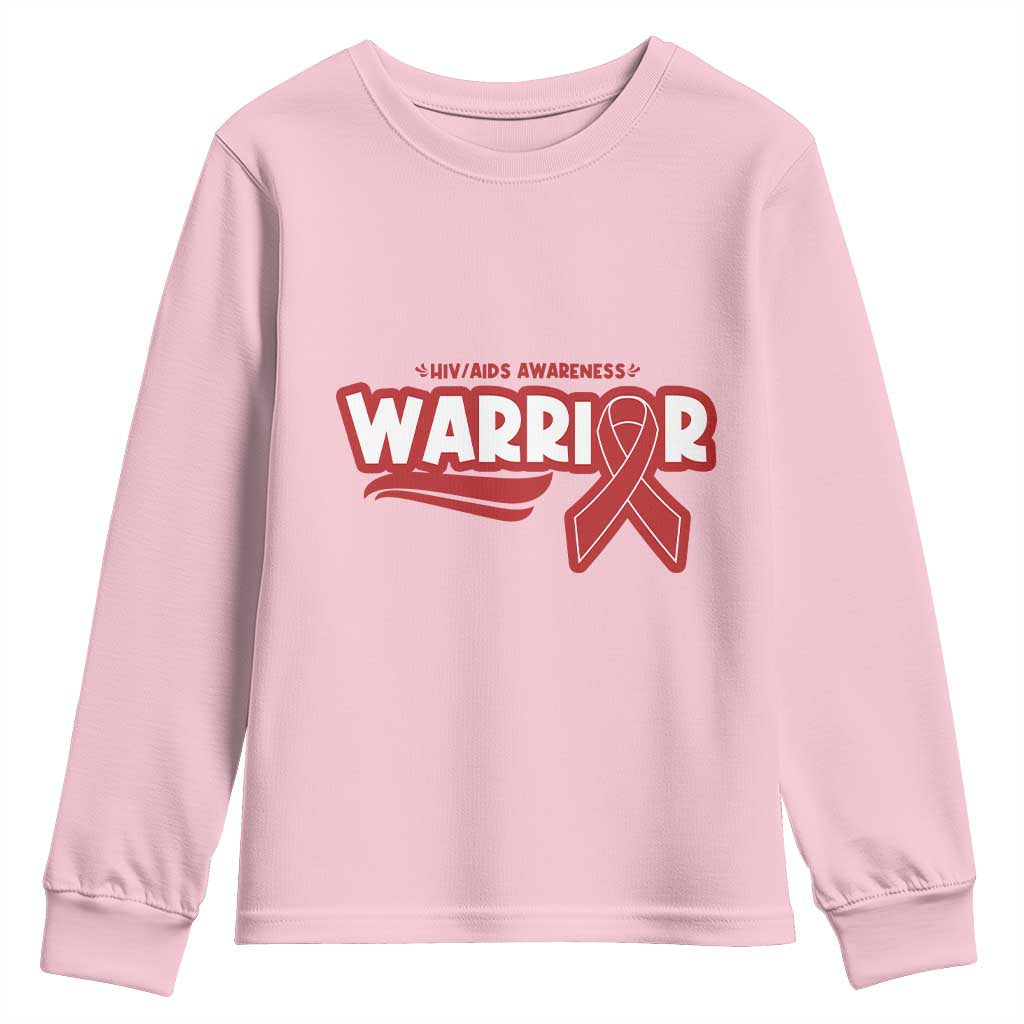HIV Support Warrior Youth Sweatshirt Red Ribbon Empower Gift