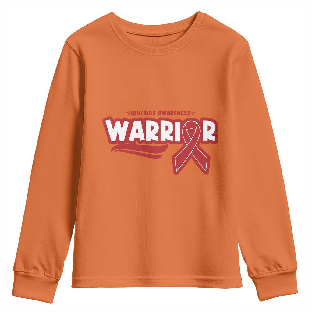 HIV Support Warrior Youth Sweatshirt Red Ribbon Empower Gift