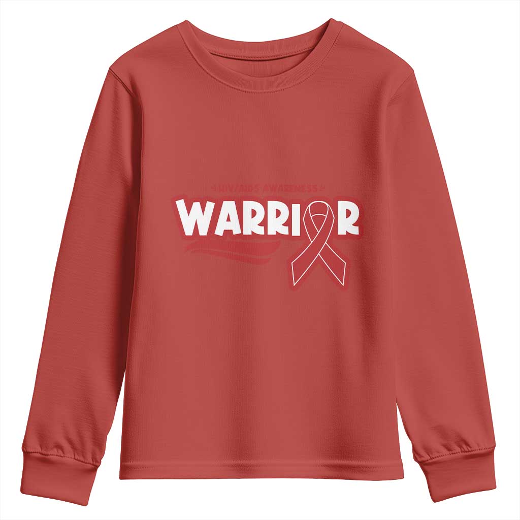HIV Support Warrior Youth Sweatshirt Red Ribbon Empower Gift
