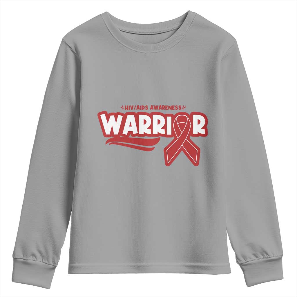 HIV Support Warrior Youth Sweatshirt Red Ribbon Empower Gift