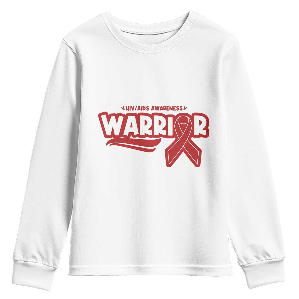 HIV Support Warrior Youth Sweatshirt Red Ribbon Empower Gift