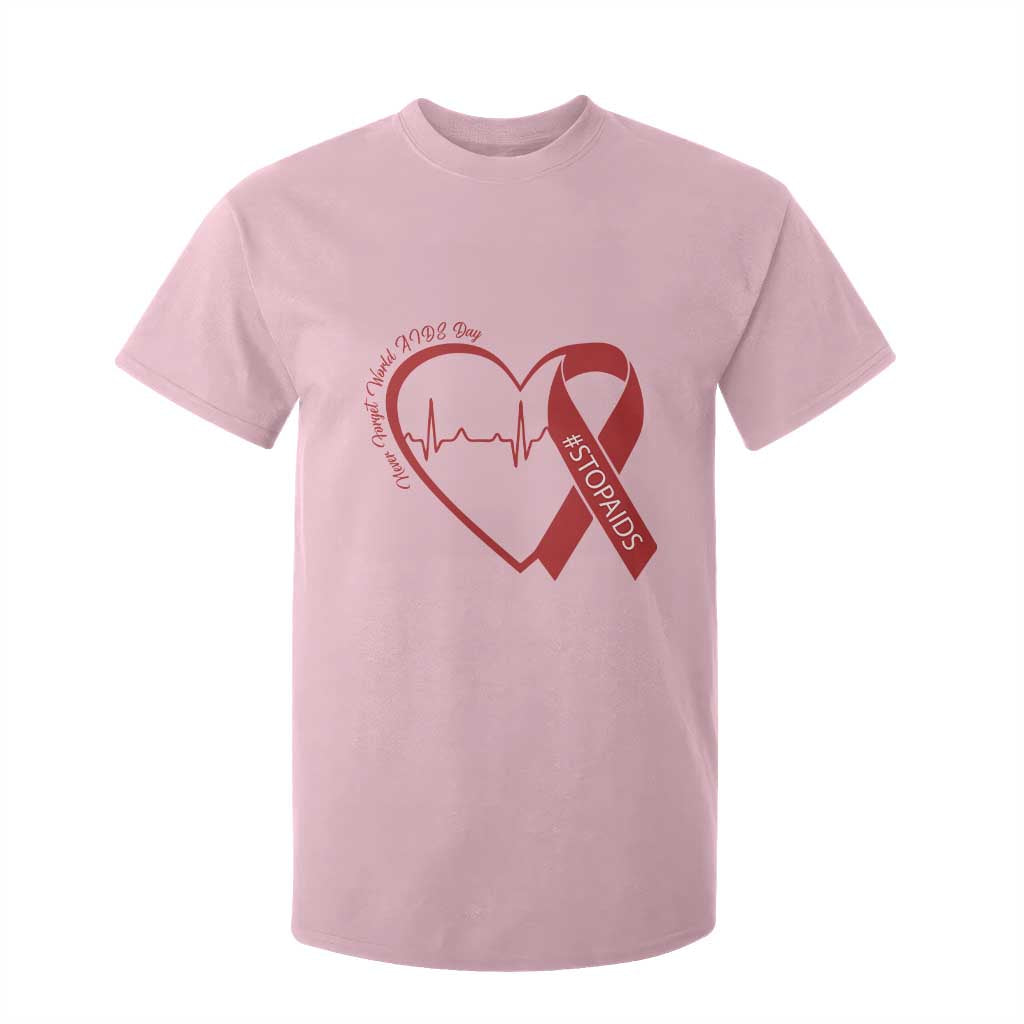 Never Forget World AIDS Day T Shirt For Kid Red Ribbon HIV Support Gift