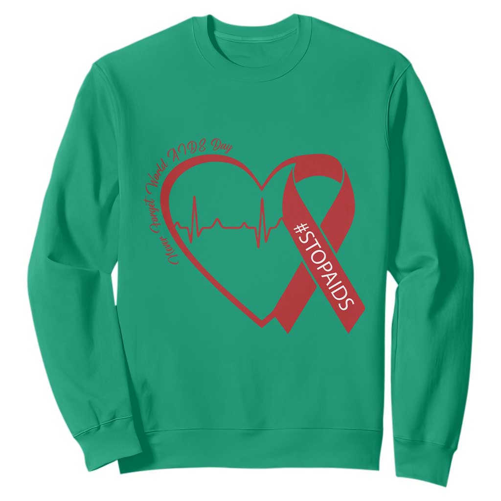 Never Forget World AIDS Day Sweatshirt Red Ribbon HIV Support Gift