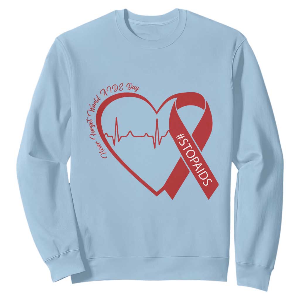 Never Forget World AIDS Day Sweatshirt Red Ribbon HIV Support Gift