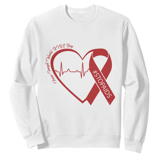 Never Forget World AIDS Day Sweatshirt Red Ribbon HIV Support Gift
