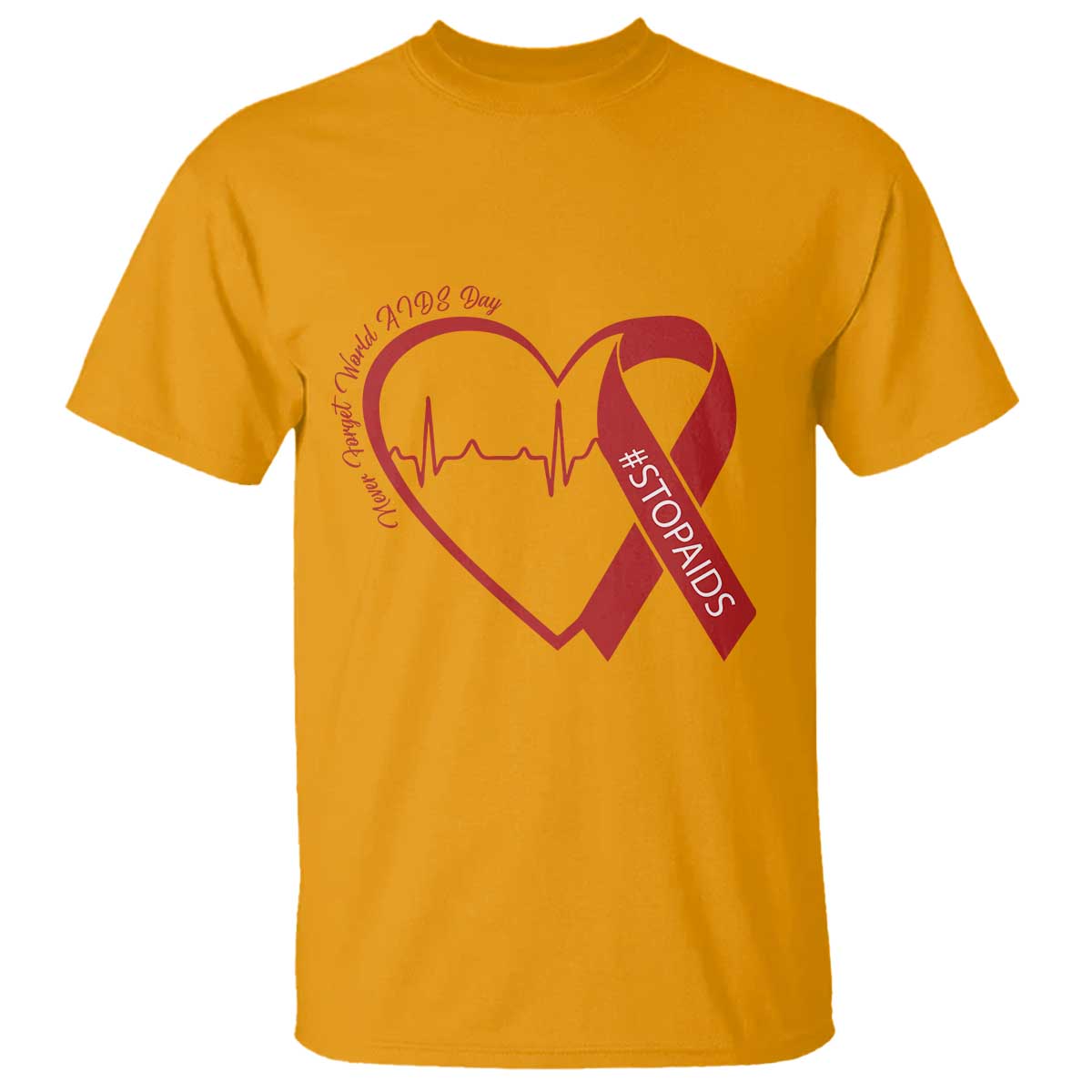 Never Forget World AIDS Day T Shirt Red Ribbon HIV Support Gift
