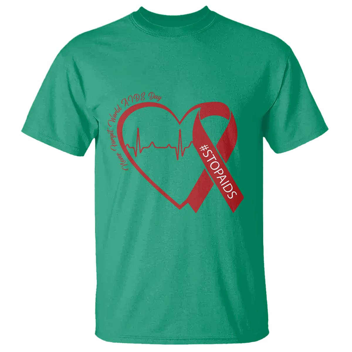 Never Forget World AIDS Day T Shirt Red Ribbon HIV Support Gift