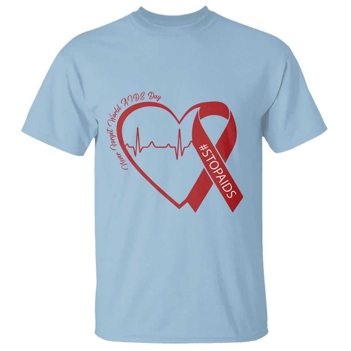 Never Forget World AIDS Day T Shirt Red Ribbon HIV Support Gift