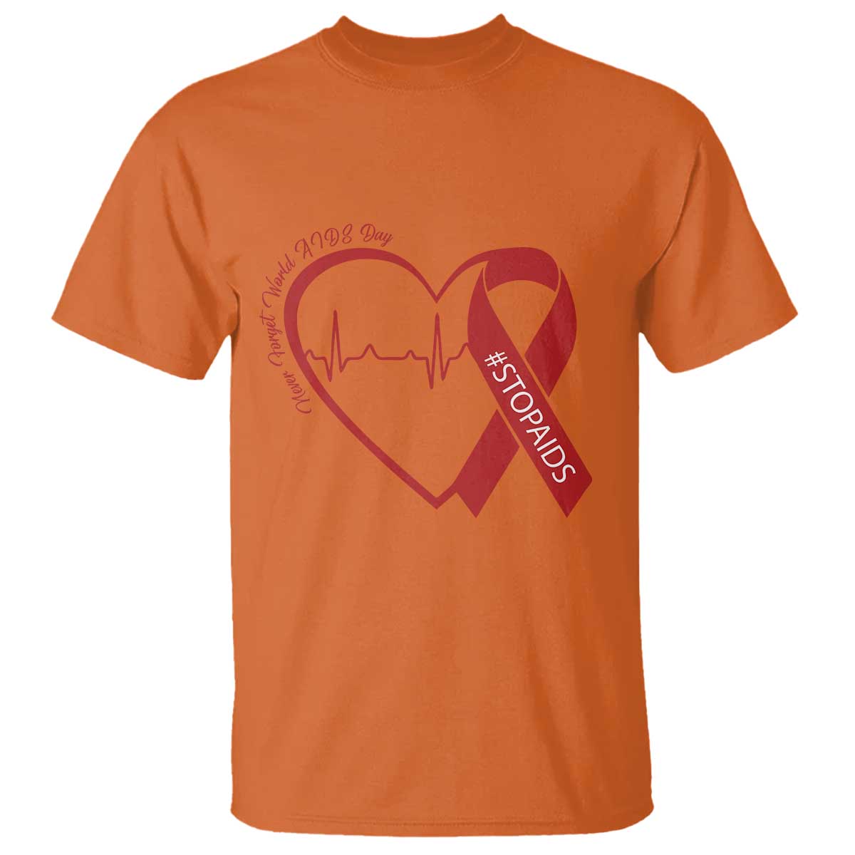 Never Forget World AIDS Day T Shirt Red Ribbon HIV Support Gift