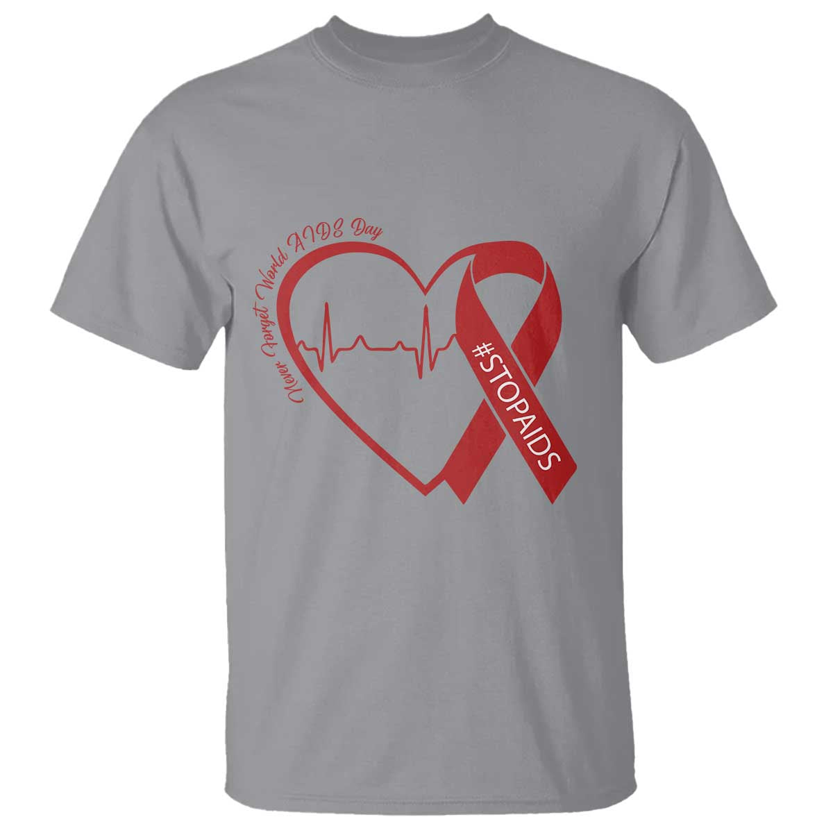 Never Forget World AIDS Day T Shirt Red Ribbon HIV Support Gift