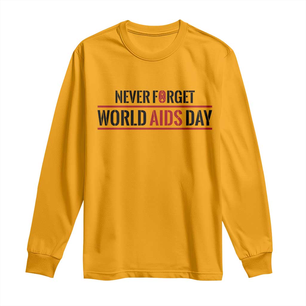 World AIDS Day Never Forget Long Sleeve Shirt Red Ribbon Support Gift