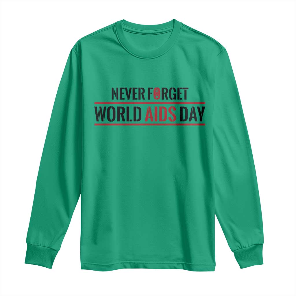 World AIDS Day Never Forget Long Sleeve Shirt Red Ribbon Support Gift