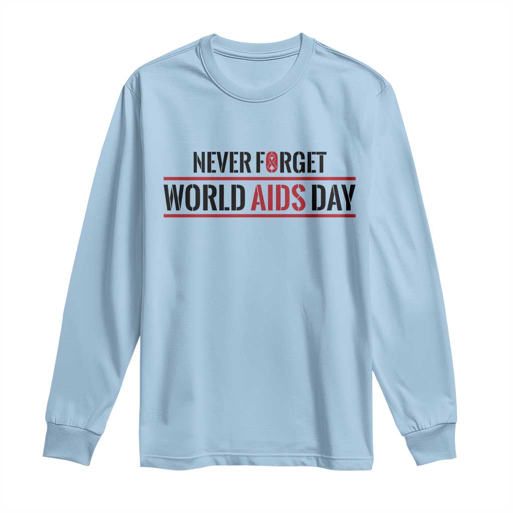 World AIDS Day Never Forget Long Sleeve Shirt Red Ribbon Support Gift