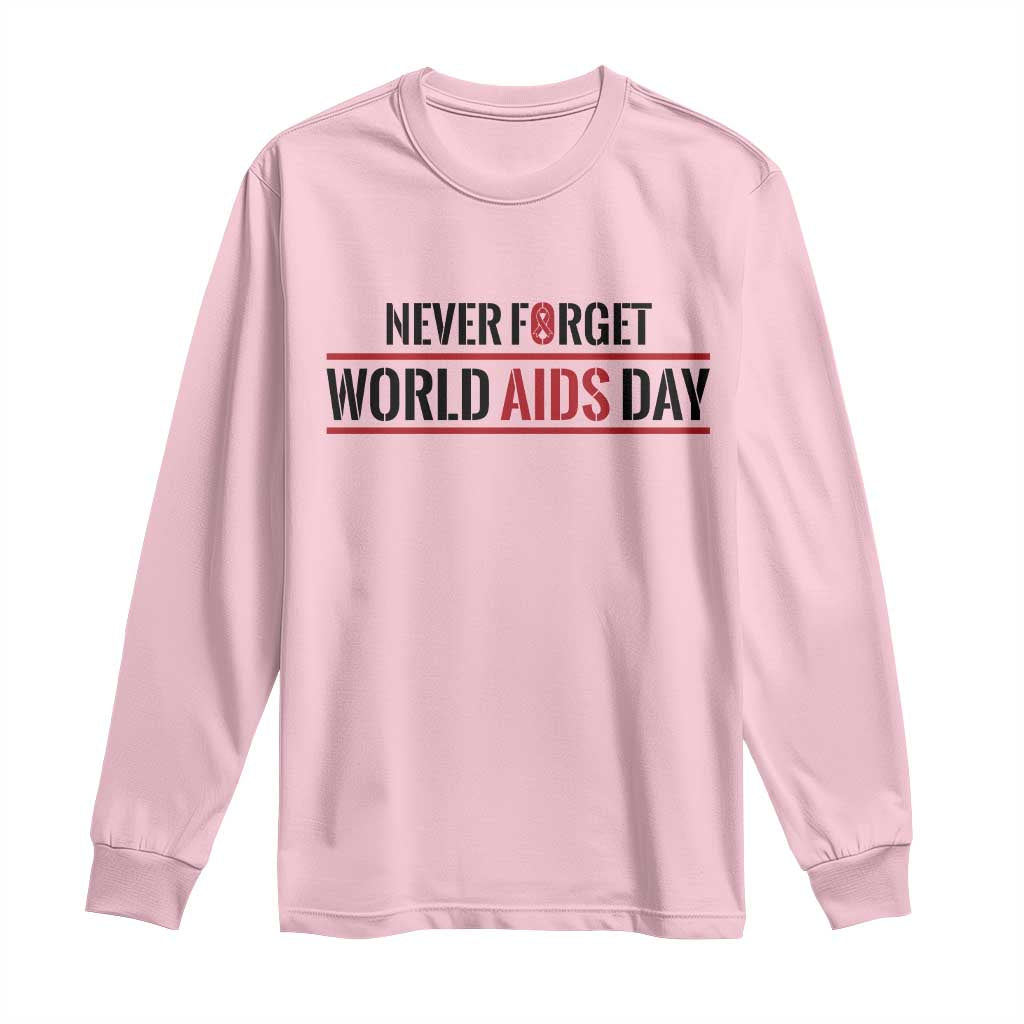 World AIDS Day Never Forget Long Sleeve Shirt Red Ribbon Support Gift