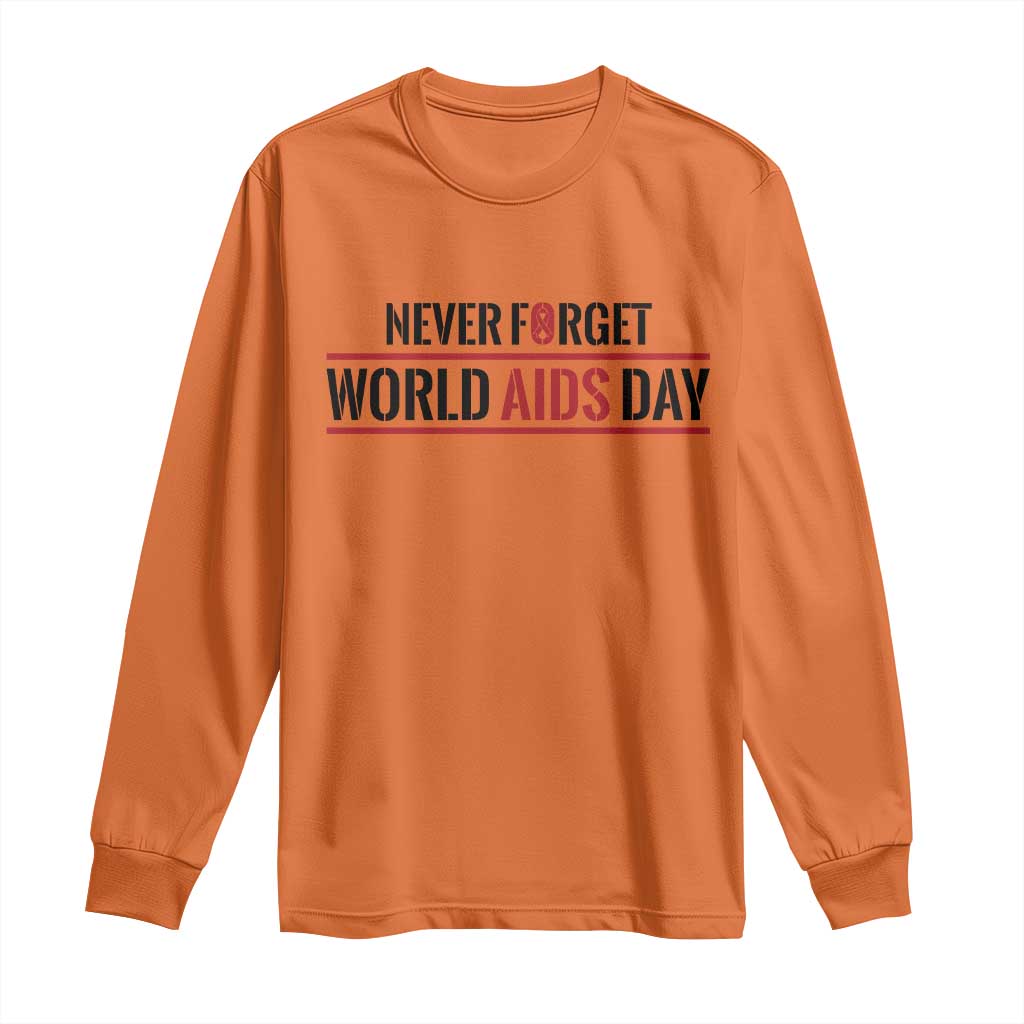 World AIDS Day Never Forget Long Sleeve Shirt Red Ribbon Support Gift