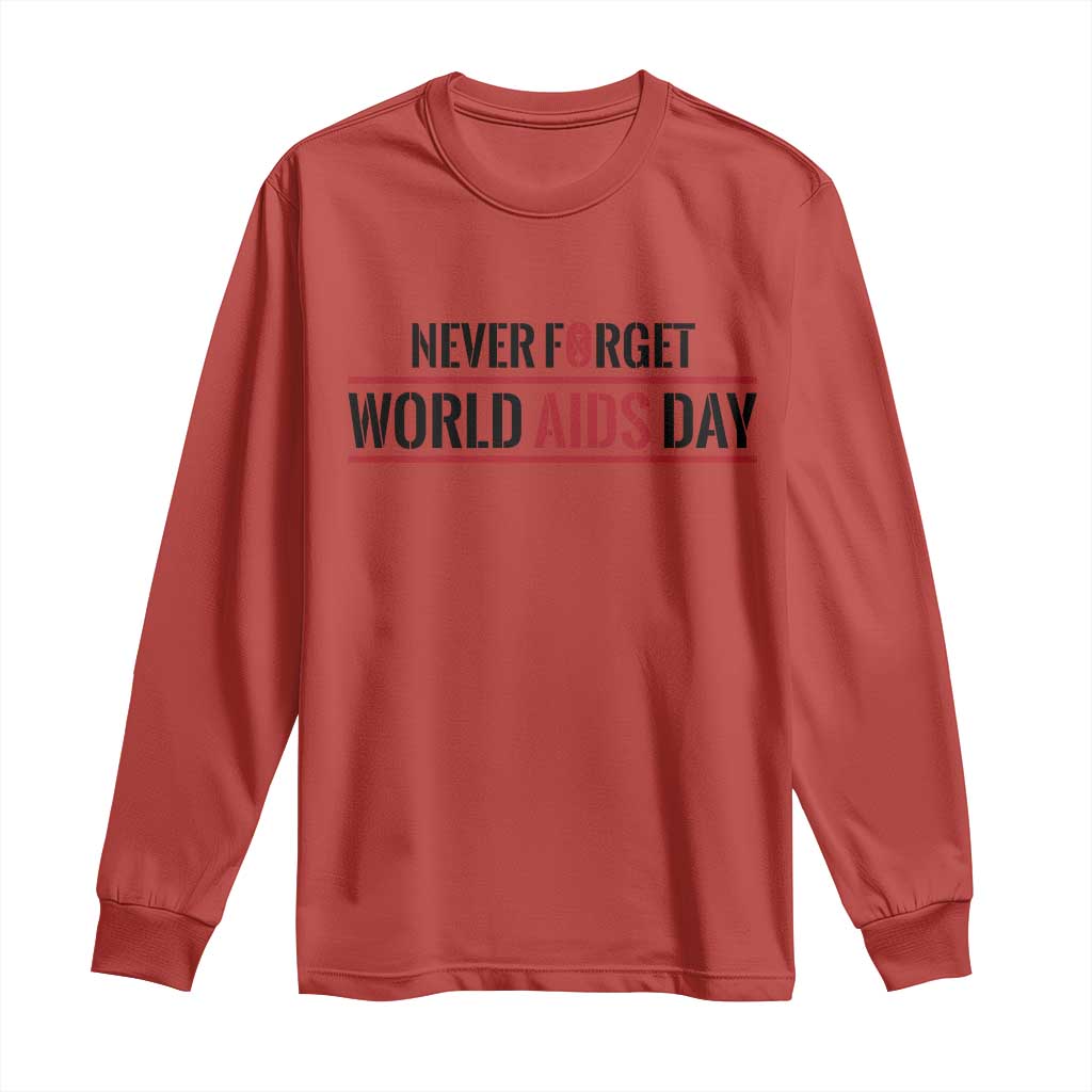 World AIDS Day Never Forget Long Sleeve Shirt Red Ribbon Support Gift
