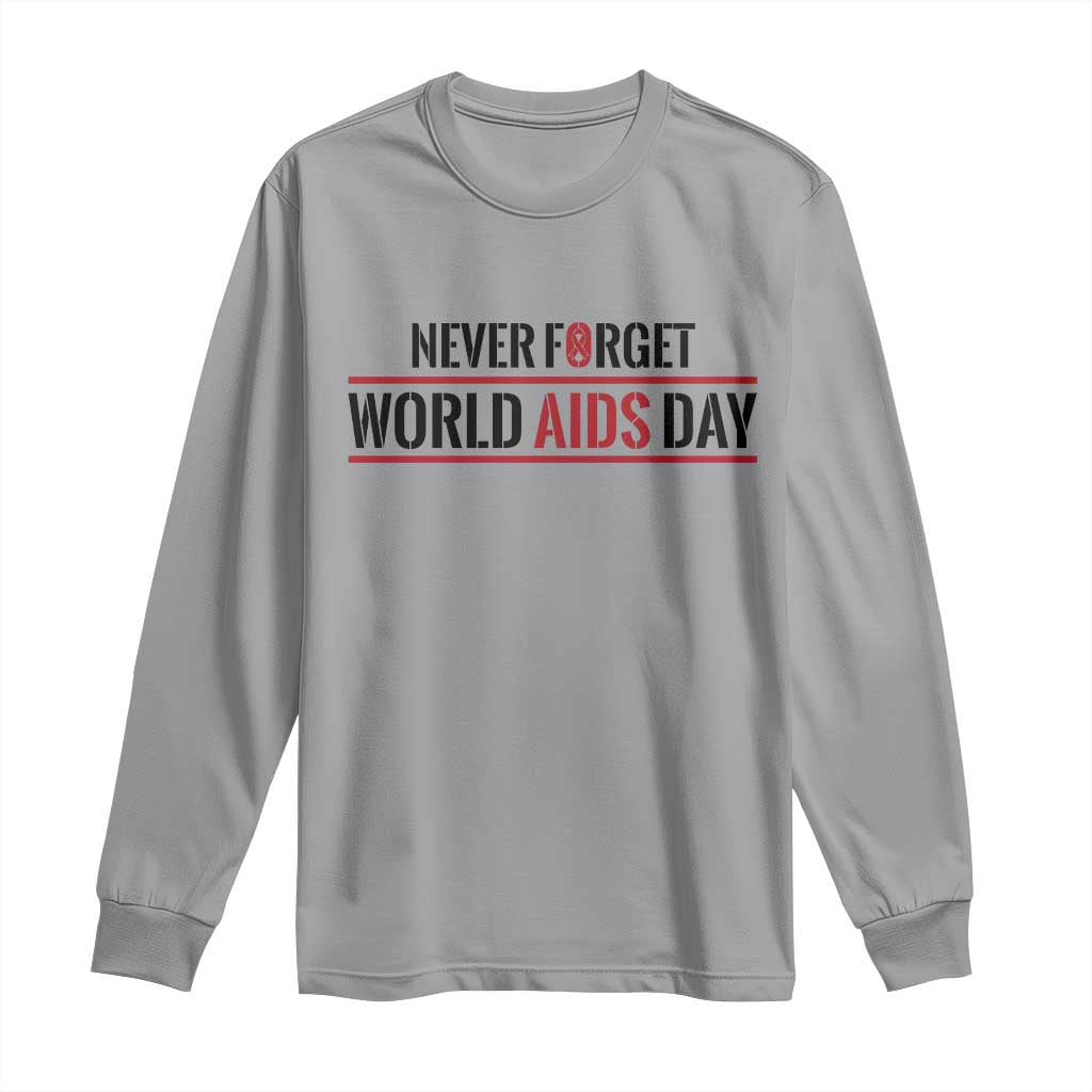 World AIDS Day Never Forget Long Sleeve Shirt Red Ribbon Support Gift